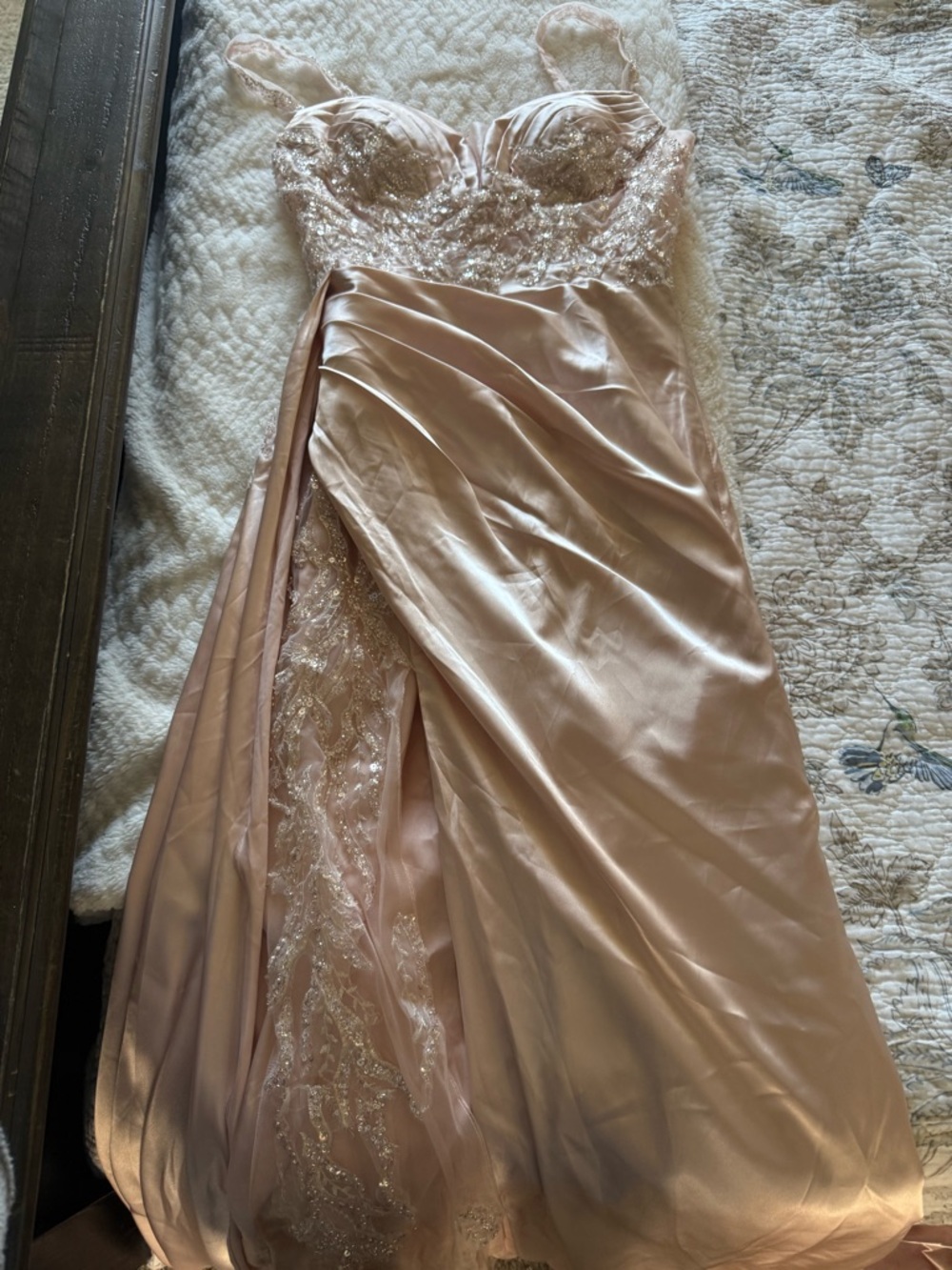 Amazon Blush Pink Lace & Satin Wedding Dress